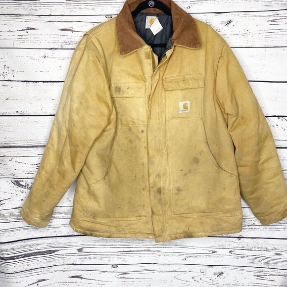Carhartt Mens Vintage Duck Distressed Worn Workwear Jacket Chore Coat XXL - Picture 1 of 10